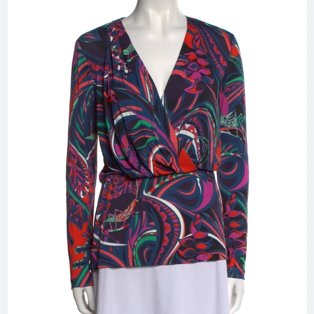 Emilio Pucci Multicolor Abstract Blouse. Size 36